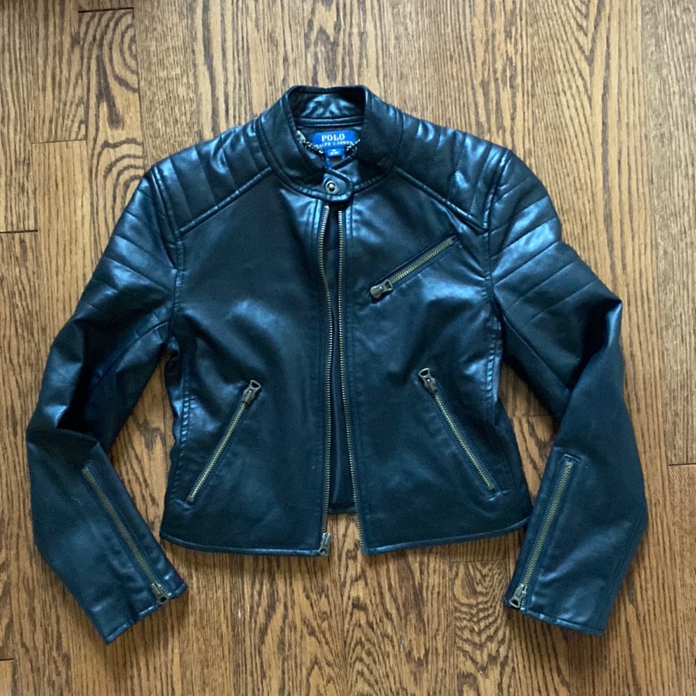 Ralph Lauren Faux Leather Moto Jacket - Black